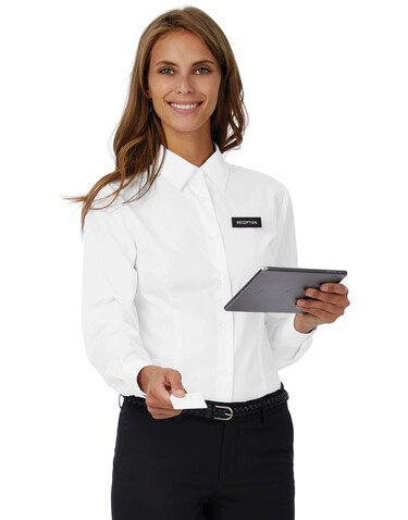 B &amp; C Smart LSL/women Poplin Shirt, Black, XL bedrucken, Art.-Nr. 716421016
