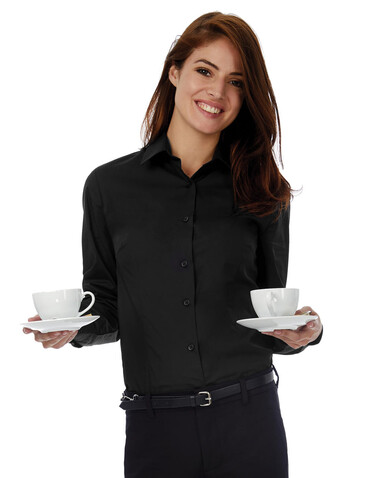 B &amp; C Smart LSL/women Poplin Shirt, Business Blue, L bedrucken, Art.-Nr. 716423105