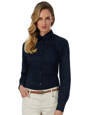 B &amp; C Sharp LSL/women Twill Shirt, White, L bedrucken, Art.-Nr. 718420005