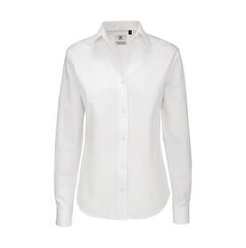 B &amp;amp; C Sharp LSL/women Twill Shirt, White, L bedrucken, Art.-Nr. 718420005