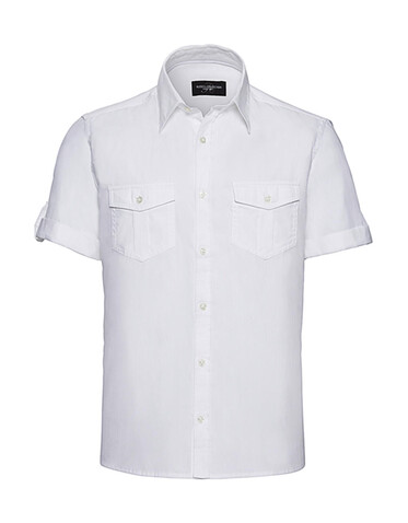 Russell Europe Men`s Roll Sleeve Shirt, White, S bedrucken, Art.-Nr. 719000001