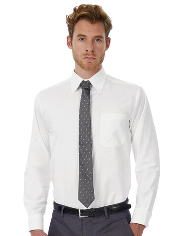 B &amp; C Oxford LSL/men Shirt, Black, L bedrucken, Art.-Nr. 720421015