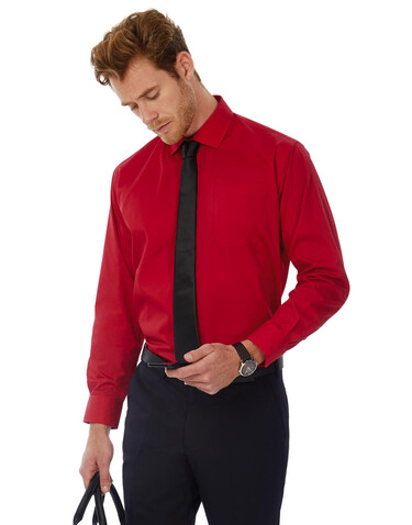 B &amp; C Smart LSL/men Poplin Shirt, Navy, S bedrucken, Art.-Nr. 726422003