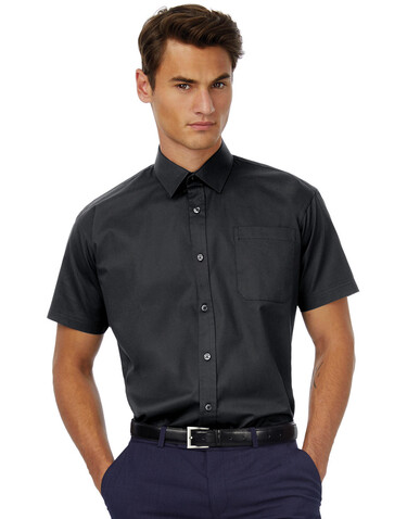 B &amp; C Sharp SSL/men Twill Shirt, Black, S bedrucken, Art.-Nr. 729421013