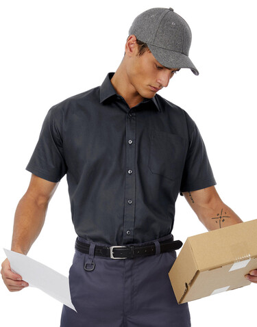 B &amp; C Sharp SSL/men Twill Shirt, Black, S bedrucken, Art.-Nr. 729421013