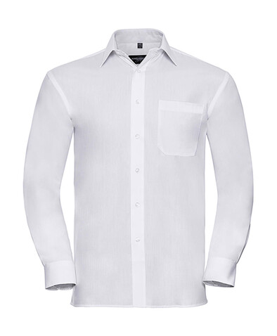 Russell Europe Cotton Poplin Shirt LS, White, M bedrucken, Art.-Nr. 736000002