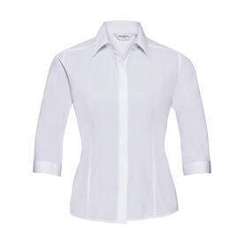 Russell Europe 3/4 sleeve Poplin Shirt, White, XS bedrucken, Art.-Nr. 740000002