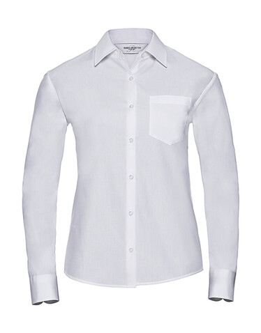 Russell Europe Ladies` Cotton Poplin Shirt LS, White, 4XL (48) bedrucken, Art.-Nr. 746000009