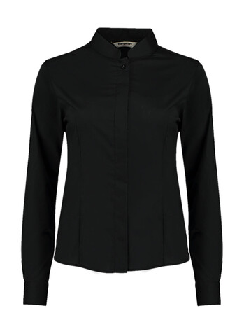 Kustom Kit Women`s Tailored Fit Mandarin Collar Shirt, Black, XS bedrucken, Art.-Nr. 759111011