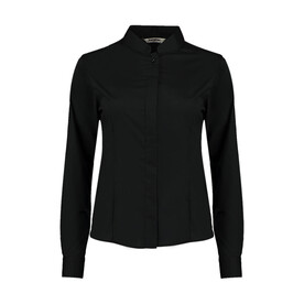 Kustom Kit Women`s Tailored Fit Mandarin Collar Shirt, Black, XS bedrucken, Art.-Nr. 759111011