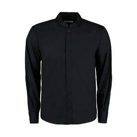 Kustom Kit Tailored Fit Mandarin Collar Shirt, Black, S bedrucken, Art.-Nr. 764111013