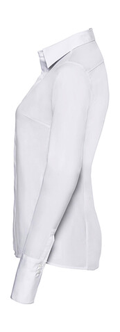 Russell Europe Ladies` LS Ultimate Stretch Shirt, White, XS (34) bedrucken, Art.-Nr. 768000002