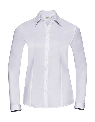 Russell Europe Ladies` LS Herringbone Shirt, White, XS (34) bedrucken, Art.-Nr. 769000002