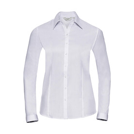 Russell Europe Ladies` LS Herringbone Shirt, White, XS (34) bedrucken, Art.-Nr. 769000002