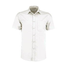 Kustom Kit Tailored Fit Poplin Shirt SSL, White, XS bedrucken, Art.-Nr. 770110002