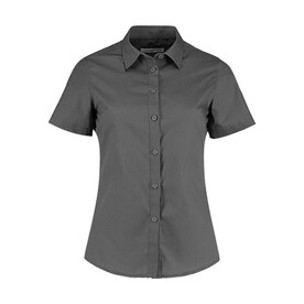 Kustom Kit Women`s Tailored Fit Poplin Shirt SSL, Graphite, XS bedrucken, Art.-Nr. 772111312