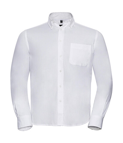 Russell Europe Long Sleeve Classic Twill Shirt, White, S bedrucken, Art.-Nr. 776000001