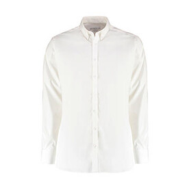 Kustom Kit Slim Fit Stretch Oxford Shirt LS, White, XS bedrucken, Art.-Nr. 776110002