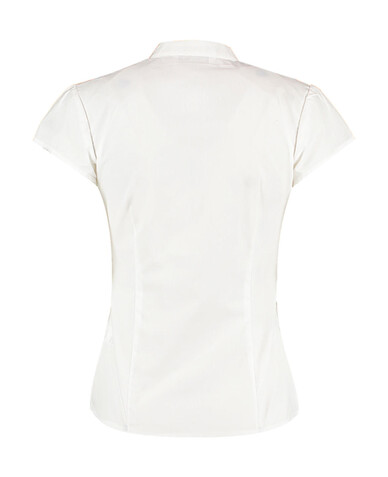 Kustom Kit Women`s Tailored Fit Mandarin Collar Blouse SSL, White, XS (8) bedrucken, Art.-Nr. 797110001