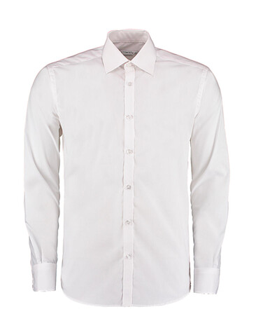 Kustom Kit Slim Fit Business Shirt LS, White, S bedrucken, Art.-Nr. 798110001