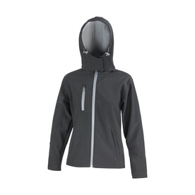 Result Ladies TX Performance Hooded Softshell Jacket, Black/Grey, XS (8) bedrucken, Art.-Nr. 826331512 Result Ladies TX Performance Hooded Softshell Jacket, Black/Grey, XS (8) bedrucken, Art.-Nr. 826331512