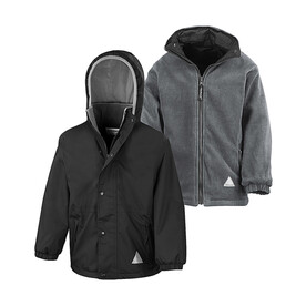 Result Junior Stormdri 4000 Recycled Coat, Black/Grey, 2XS (2-3) bedrucken, Art.-Nr. 860331512 Result Junior Stormdri 4000 Recycled Coat, Black/Grey, 2XS (2-3) bedrucken, Art.-Nr. 860331512