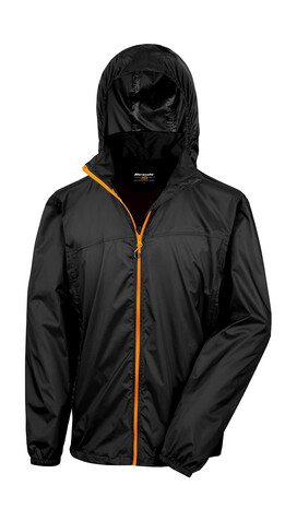 Result HDI Quest Lightweight Stowable Jacket, Black/Orange, XS bedrucken, Art.-Nr. 889331782