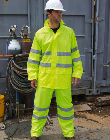 Result Hi-Vis Waterproof Suit, Fluorescent Yellow, 3XL bedrucken, Art.-Nr. 912336057