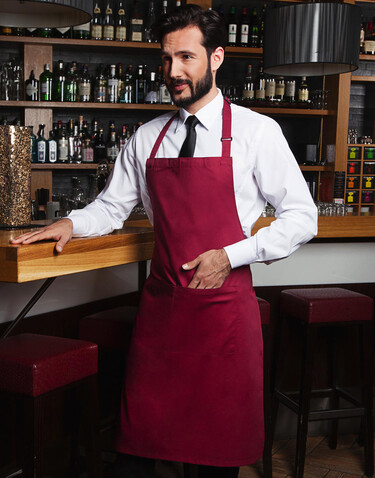 Karlowsky Bib Apron Basic with Pocket, Black, One Size bedrucken, Art.-Nr. 913671010