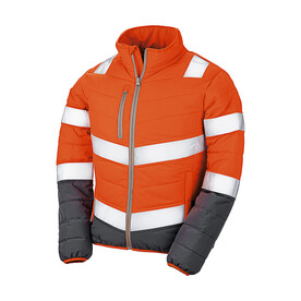 Result Women`s Soft Padded Safety Jacket, Fluo Orange/Grey, XS bedrucken, Art.-Nr. 916334752