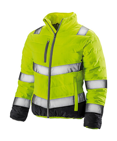 Result Women`s Soft Padded Safety Jacket, Fluo Yellow/Grey, M bedrucken, Art.-Nr. 916336754