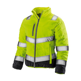 Result Women`s Soft Padded Safety Jacket, Fluo Yellow/Grey, XS bedrucken, Art.-Nr. 916336752