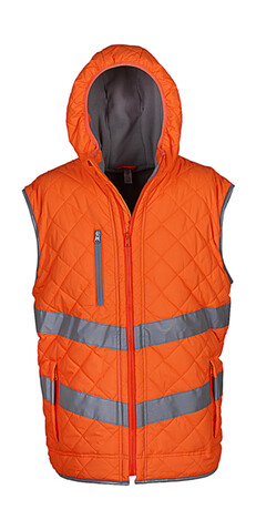 Yoko Fluo Kensington Hooded Gilet, Fluo Orange, S bedrucken, Art.-Nr. 927774053