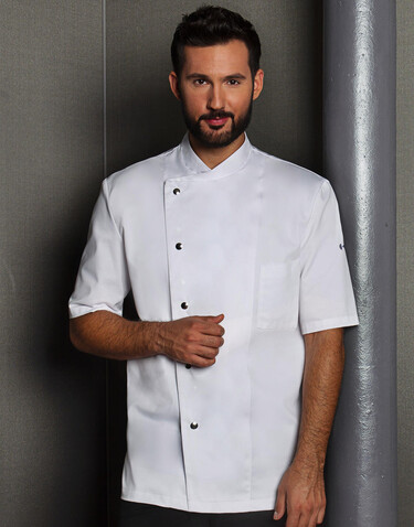 Karlowsky Chef Jacket Gustav Short Sleeve, Black, 46 (S) bedrucken, Art.-Nr. 935671011