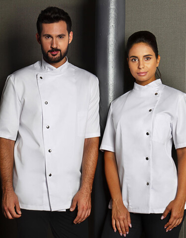 Karlowsky Chef Jacket Gustav Short Sleeve, Black, 46 (S) bedrucken, Art.-Nr. 935671011