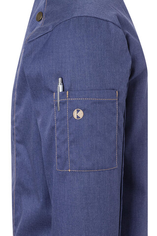 Karlowsky Kochjacke Jeans-Style, Vintage Blue, 64 (3XL) bedrucken, Art.-Nr. 962672129
