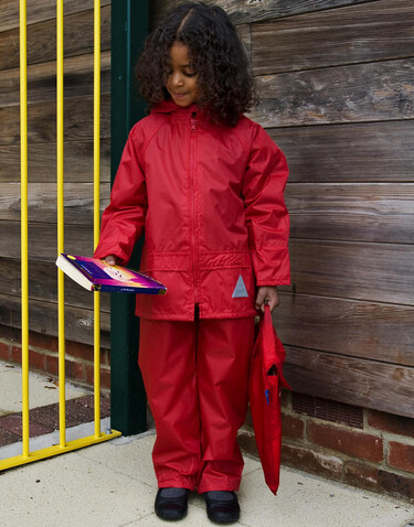 Result Junior Waterproof Jacket/Trouser Set, Red, M (7-8/128) bedrucken, Art.-Nr. 998334005