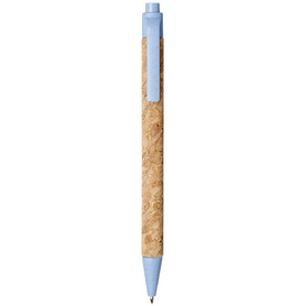Midar Kugelschreiber aus Kork und Weizenstroh (schwarze Mine), natur, hellblau bedrucken, Art.-Nr. 10738501 Midar Kugelschreiber aus Kork und Weizenstroh (schwarze Mine), natur, hellblau bedrucken, Art.-Nr. 10738501