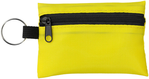 Valdemar 16-teilige Erste-Hilfe-Tasche mit Schlüsselanhänger, gelb bedrucken, Art.-Nr. 12200907
