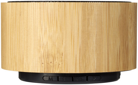 Cosmos Bluetooth® Lautsprecher aus Bambus, natur, schwarz bedrucken, Art.-Nr. 12410000