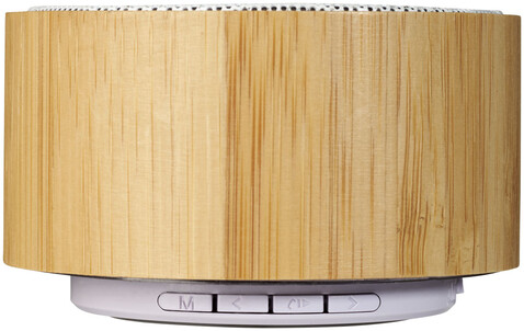 Cosmos Bluetooth® Lautsprecher aus Bambus, natur, weiss bedrucken, Art.-Nr. 12410001