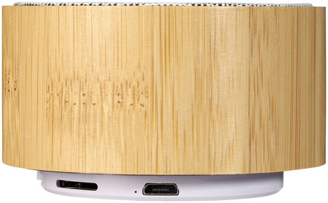 Cosmos Bluetooth® Lautsprecher aus Bambus, natur, weiss bedrucken, Art.-Nr. 12410001