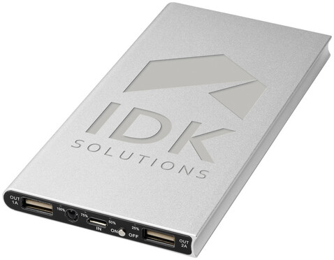 Plate 8000 mAh Aluminium-Powerbank, silber bedrucken, Art.-Nr. 12411201