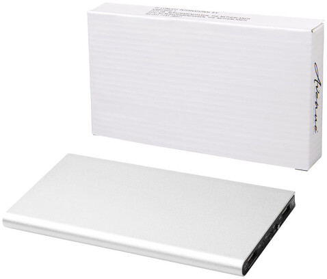 Plate 8000 mAh Aluminium-Powerbank, silber bedrucken, Art.-Nr. 12411201