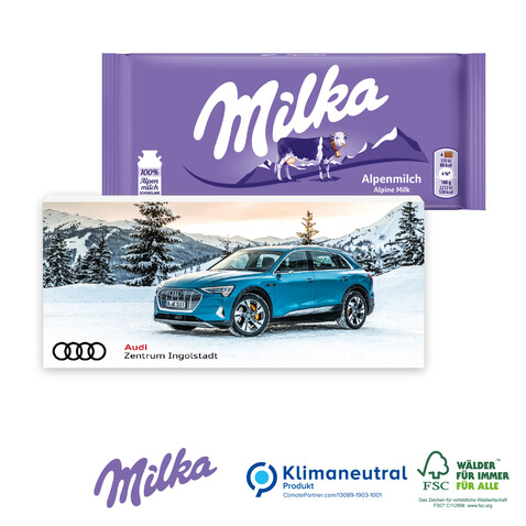 Schokolade von Milka, 100 g, Klimaneutral, FSC®-zertifiziert bedrucken, Art.-Nr. 91013