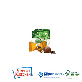 "Werbe-Würfel" mit Ferrero Küsschen, 1er, Klimaneutral, FSC®-zertifiziert bedrucken, Art.-Nr. 91311 "Werbe-Würfel" mit Ferrero Küsschen, 1er, Klimaneutral, FSC®-zertifiziert bedrucken, Art.-Nr. 91311