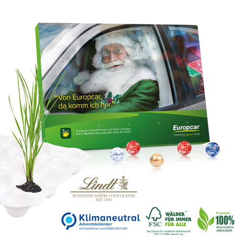 Ökologischer Adventskalender Lindt &quot;Organic&quot;, Klimaneutral, FSC®-zertifiziert bedrucken, Art.-Nr. 95301