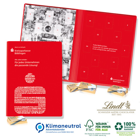 Adventskalender Weihnachtsbuch &quot;Exklusiv&quot;, Klimaneutral, FSC®-zertifiziert bedrucken, Art.-Nr. 95328