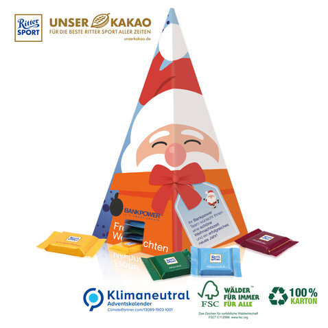 Ökologischer Adventskalender Ritter SPORT &quot;Pyramide&quot;, Klimaneutral, FSC®-zertifiziert bedrucken, Art.-Nr. 95361