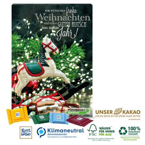 Wand-Adventskalender &quot;Ritter SPORT&quot;, Klimaneutral, FSC®-zertifiziert bedrucken, Art.-Nr. 95370